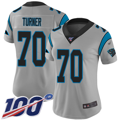 Carolina Panthers Limited Silver Women Trai Turner Jersey NFL Football #70 100th Season Inverted Legend